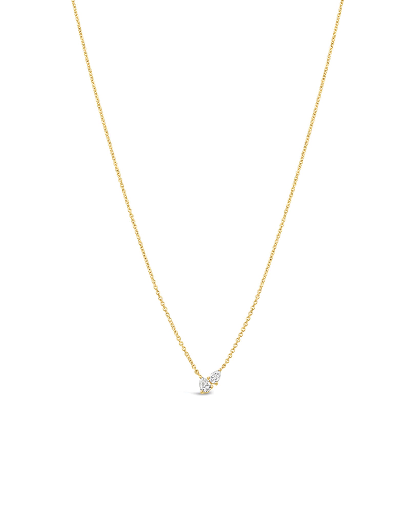 Goldhive-Double Teardrop Diamond Necklace-Necklaces-14k Yellow Gold, Diamond-Blue Ruby Jewellery-Vancouver Canada