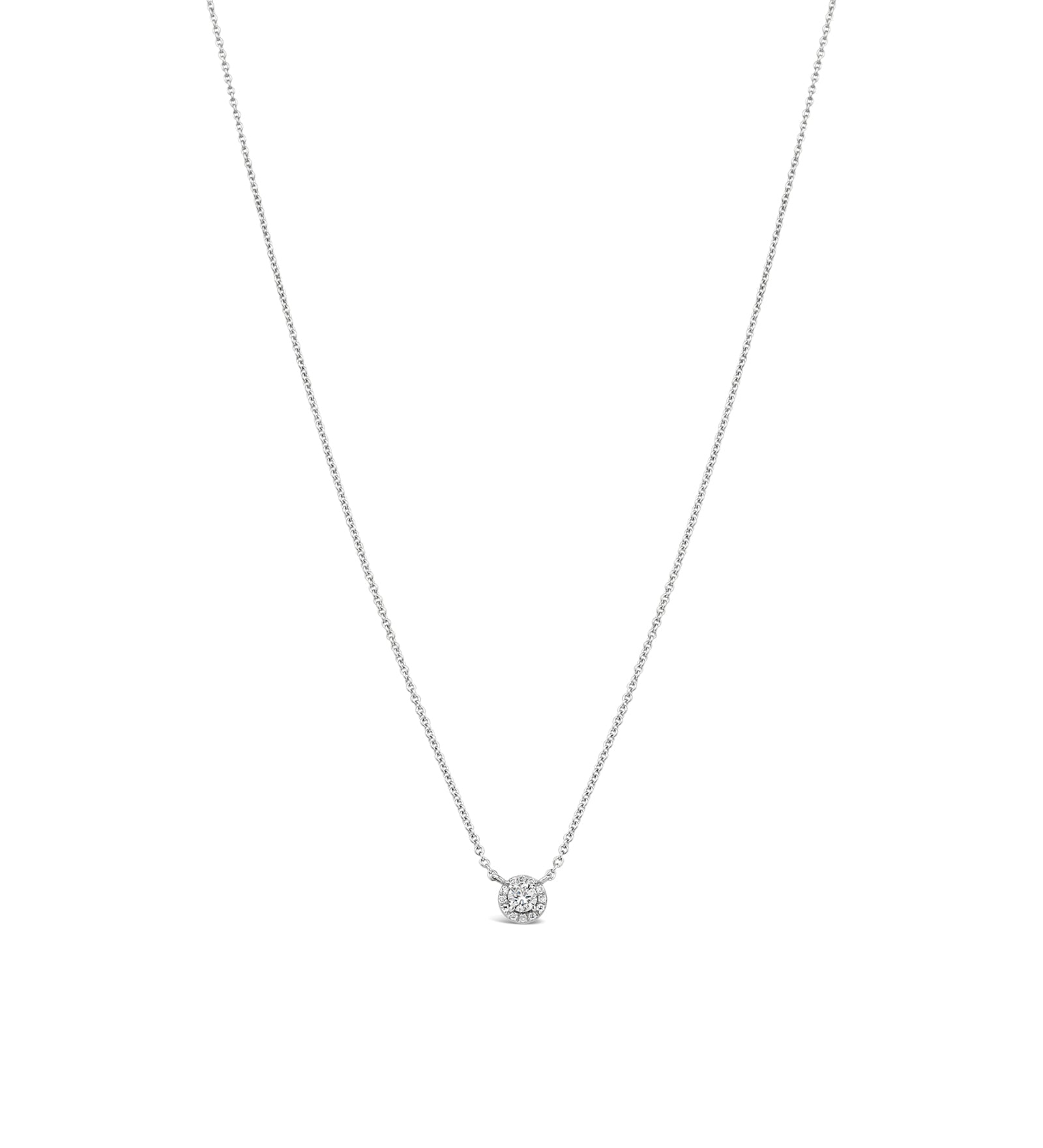 Halo Diamond Necklace 14k White Gold, Diamond