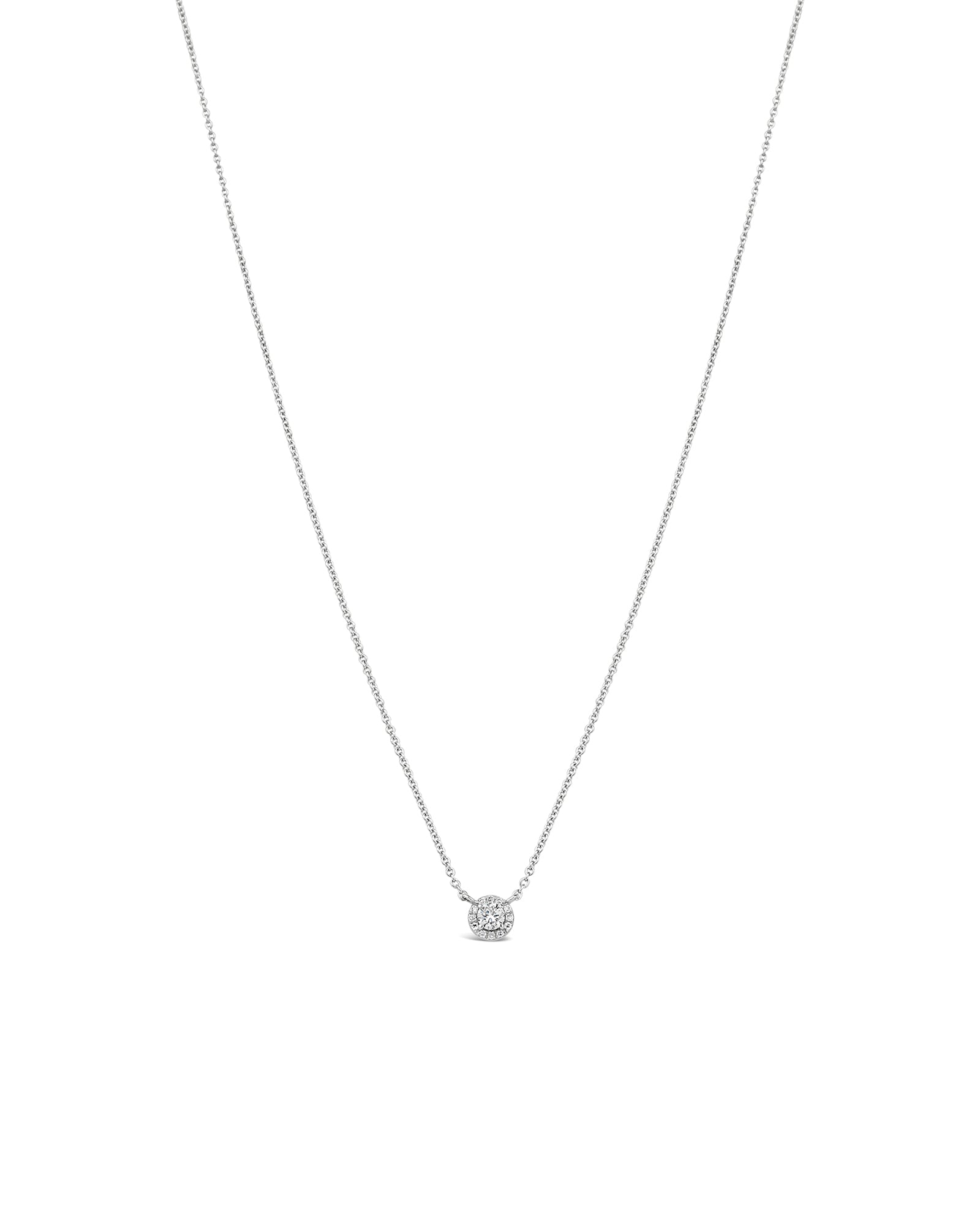 Halo Diamond Necklace 14k White Gold, Diamond