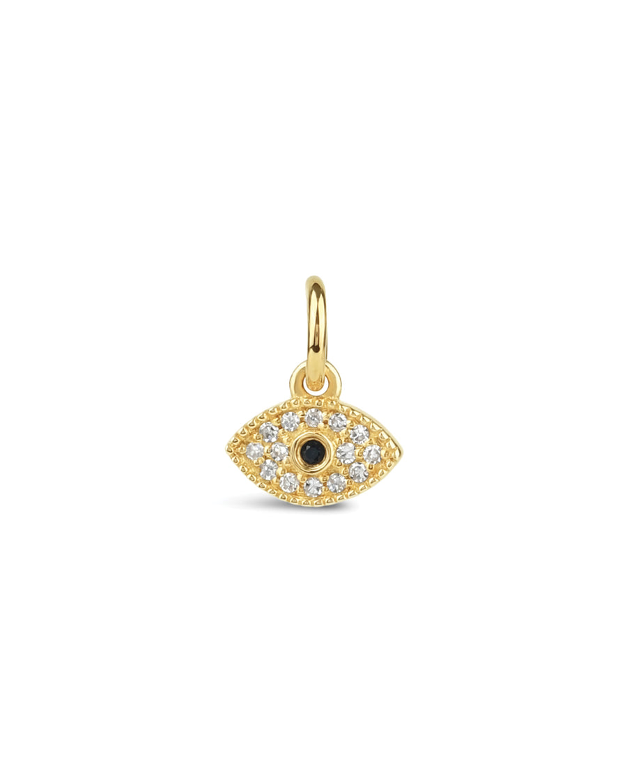 Goldhive-Pavé Evil Eye Charm-Necklaces-14k Yellow Gold, Diamond-Blue Ruby Jewellery-Vancouver Canada