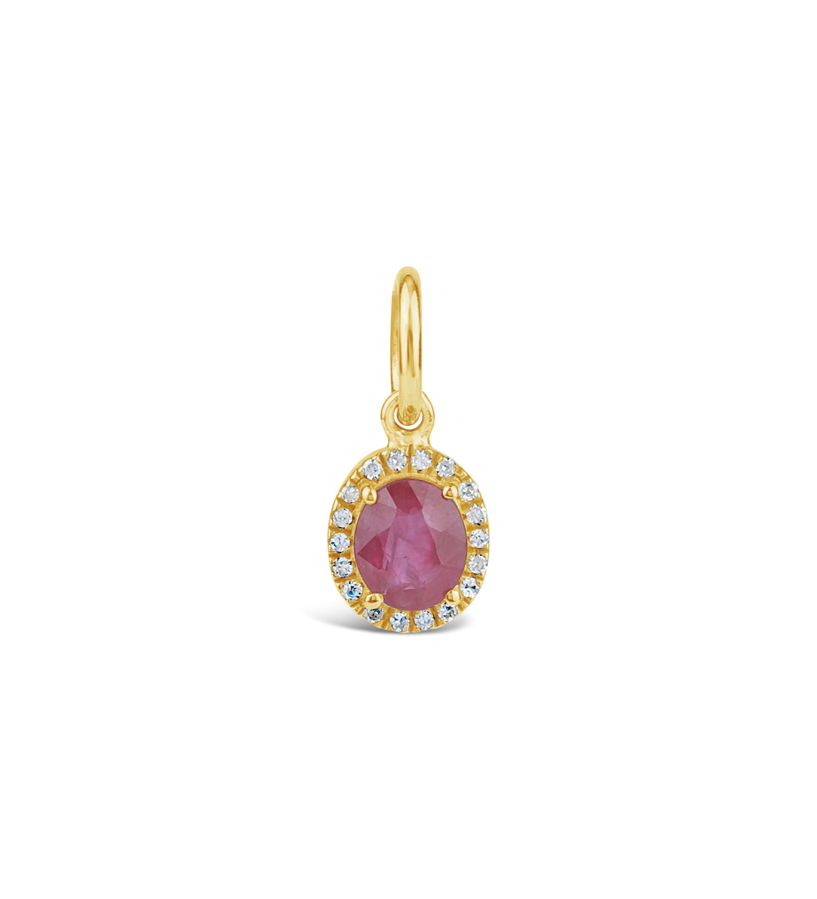 Goldhive-Oval Halo Ruby Charm-Necklaces-14k Yellow Gold, Diamond-Blue Ruby Jewellery-Vancouver Canada