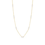 Two Pearl Station Necklace 14k Yellow Gold