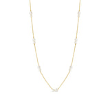 Two Pearl Station Necklace 14k Yellow Gold