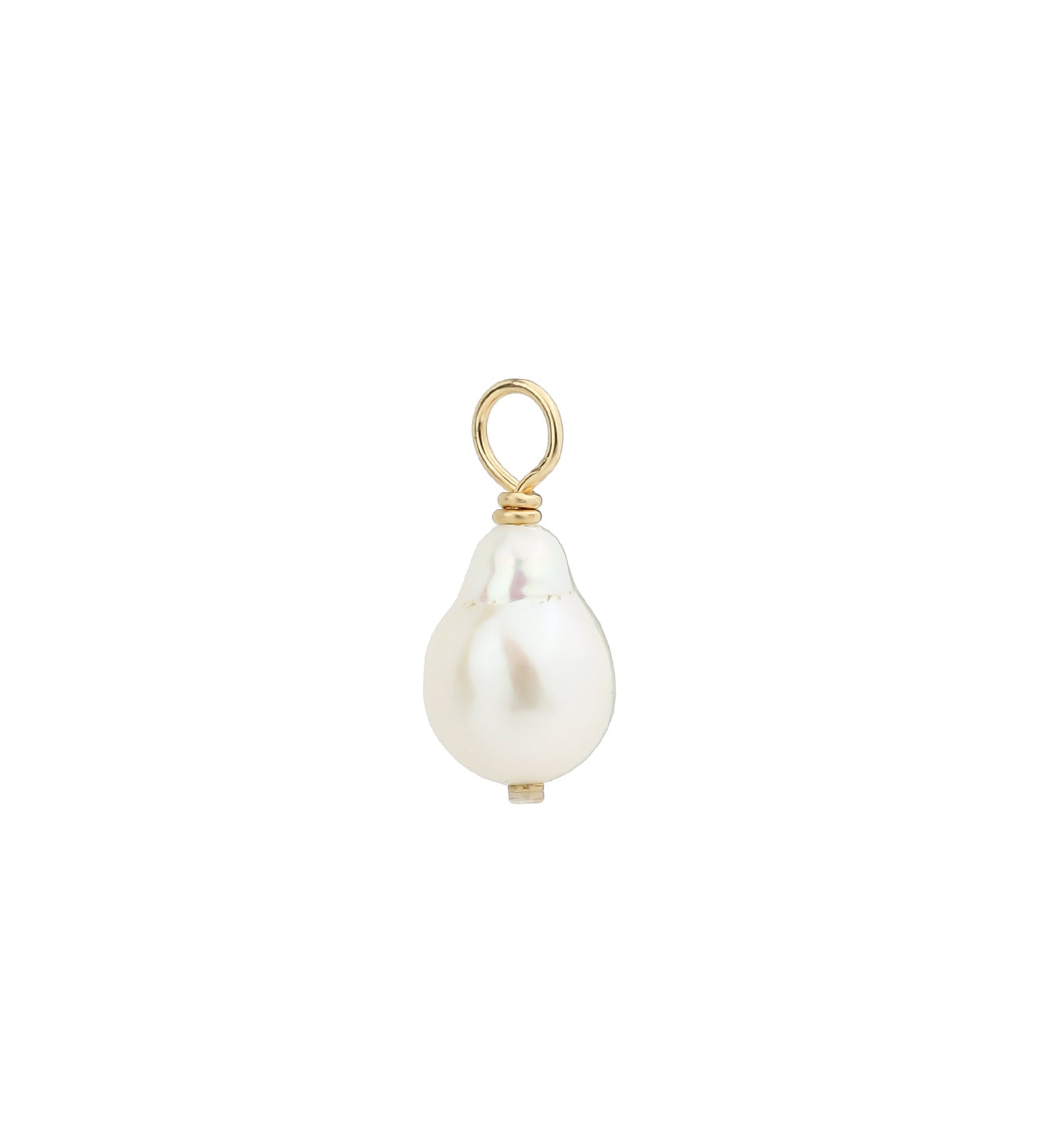 Pearl Hoop Charm 14k Yellow Gold, White Pearl