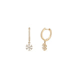 Goldhive-Daisy Drop Pave Huggies-Earrings-14k Yellow Gold, Diamond-Blue Ruby Jewellery-Vancouver Canada