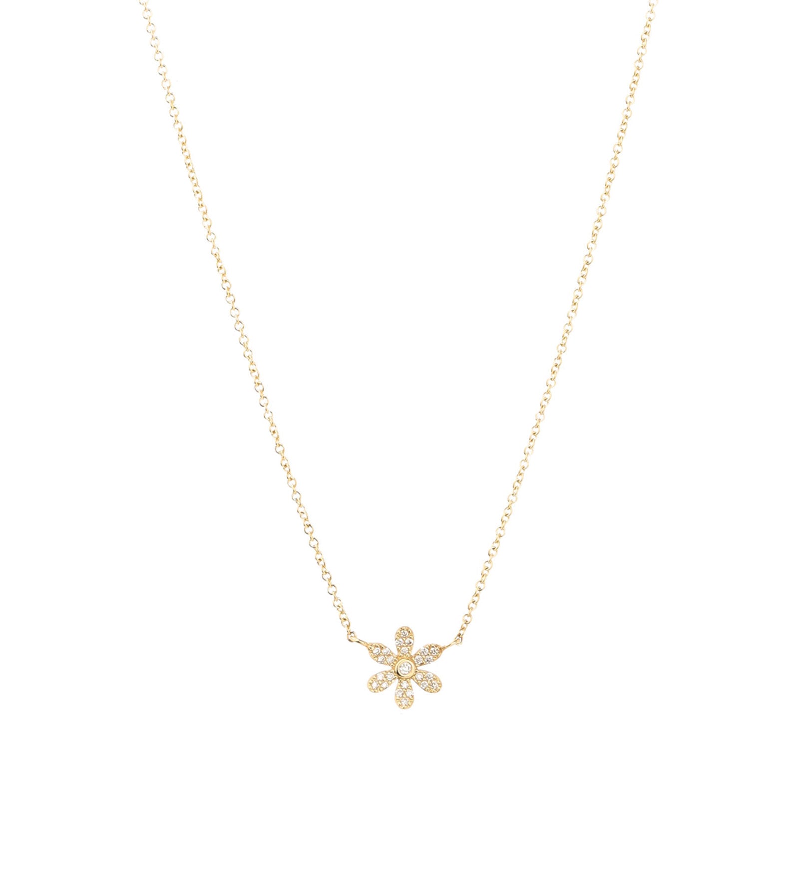 Goldhive-6 Petal Pavé Necklace-Necklaces-14k Yellow Gold, Diamond-Blue Ruby Jewellery-Vancouver Canada