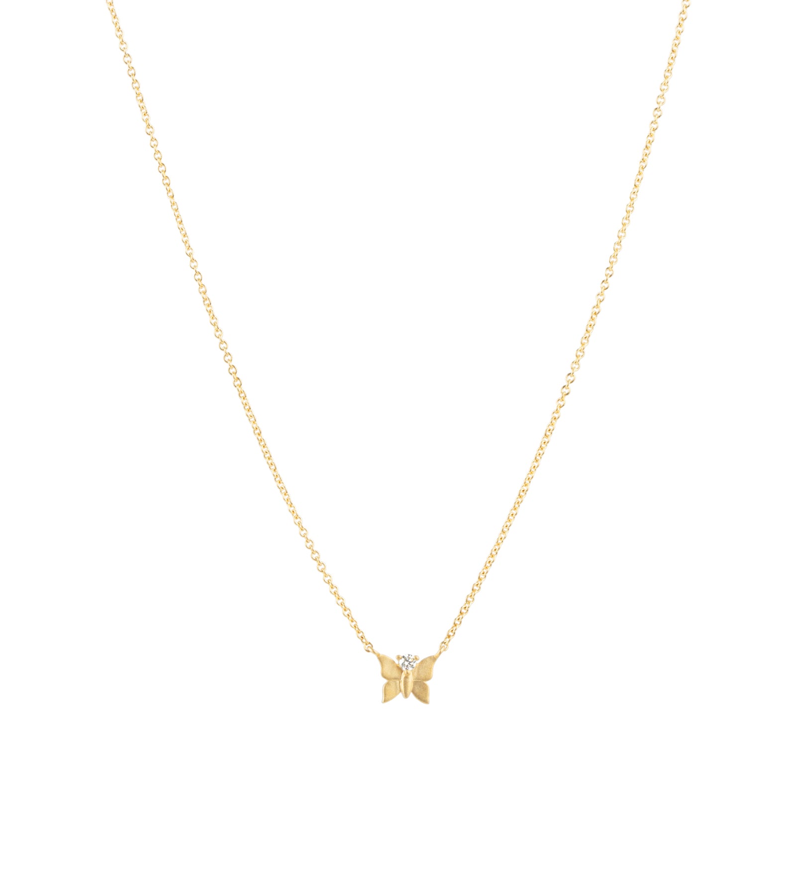 Goldhive-Butterfly Single Diamond Necklace-Necklaces-14k Yellow Gold, Diamond-Blue Ruby Jewellery-Vancouver Canada