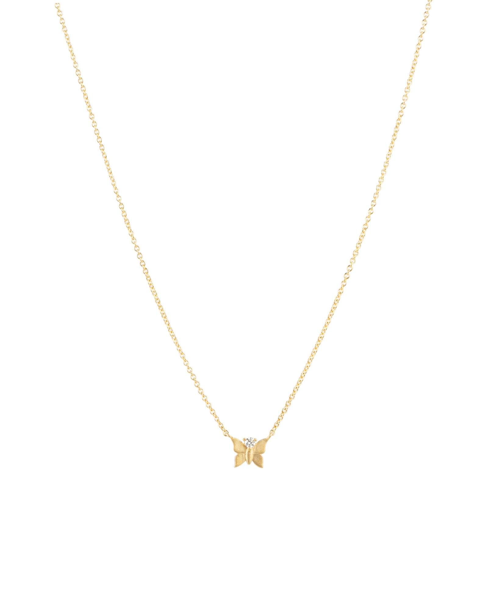 Goldhive-Butterfly Single Diamond Necklace-Necklaces-14k Yellow Gold, Diamond-Blue Ruby Jewellery-Vancouver Canada