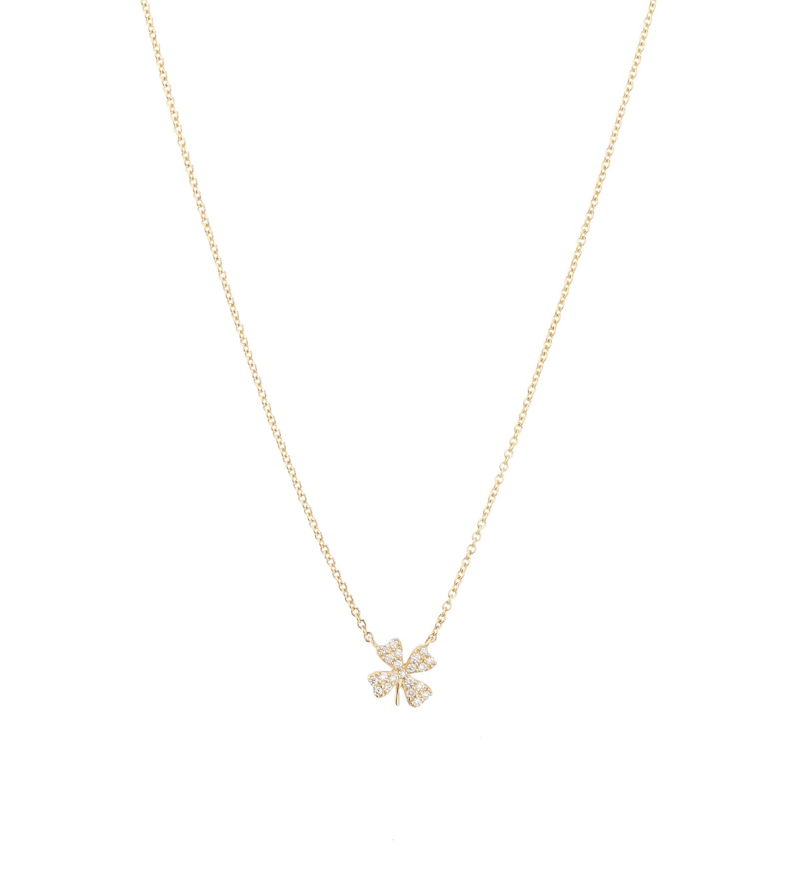 Goldhive-Clover Pavé Necklace-Necklaces-14k Yellow Gold, Diamond-Blue Ruby Jewellery-Vancouver Canada