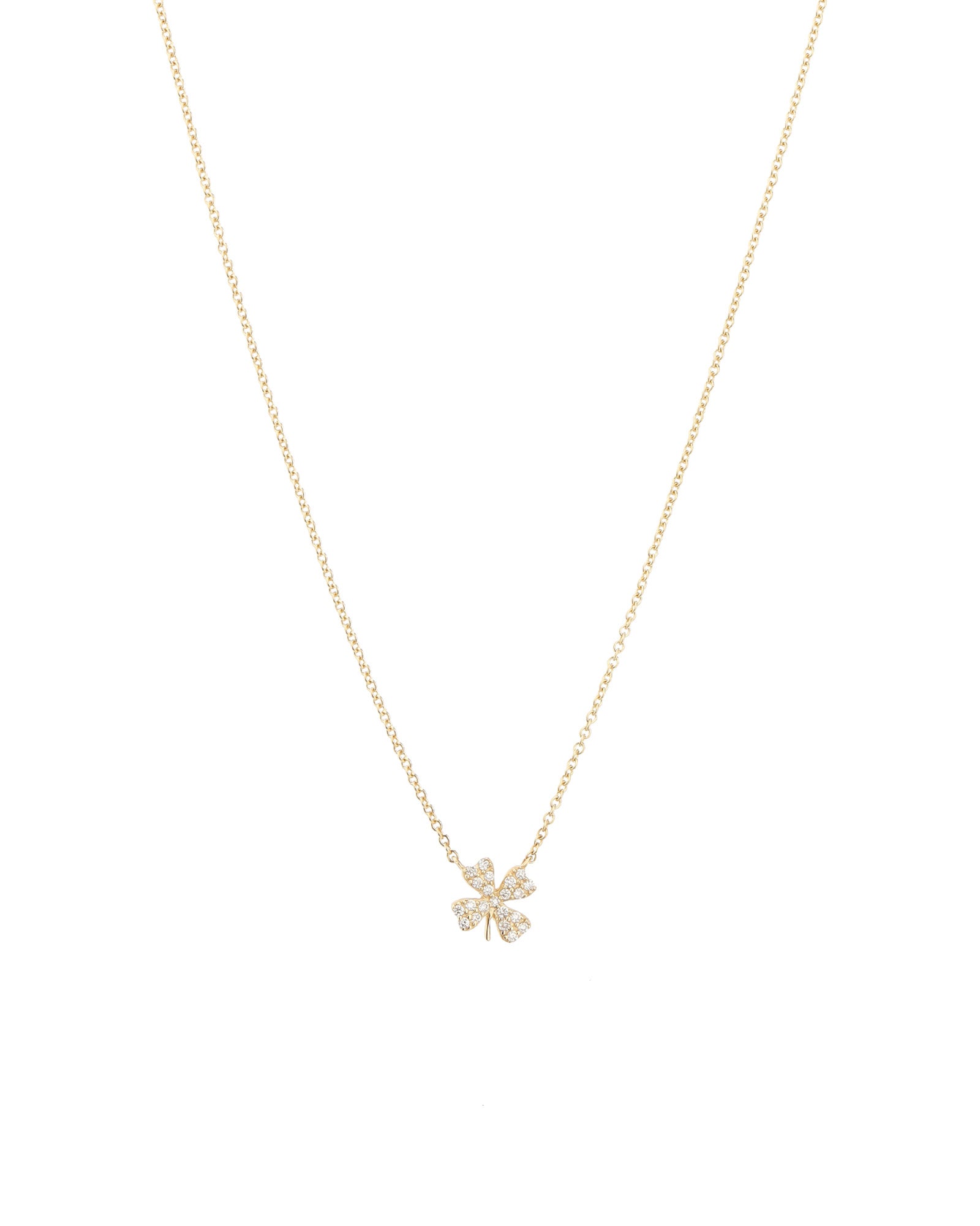 Goldhive-Clover Pavé Necklace-Necklaces-14k Yellow Gold, Diamond-Blue Ruby Jewellery-Vancouver Canada