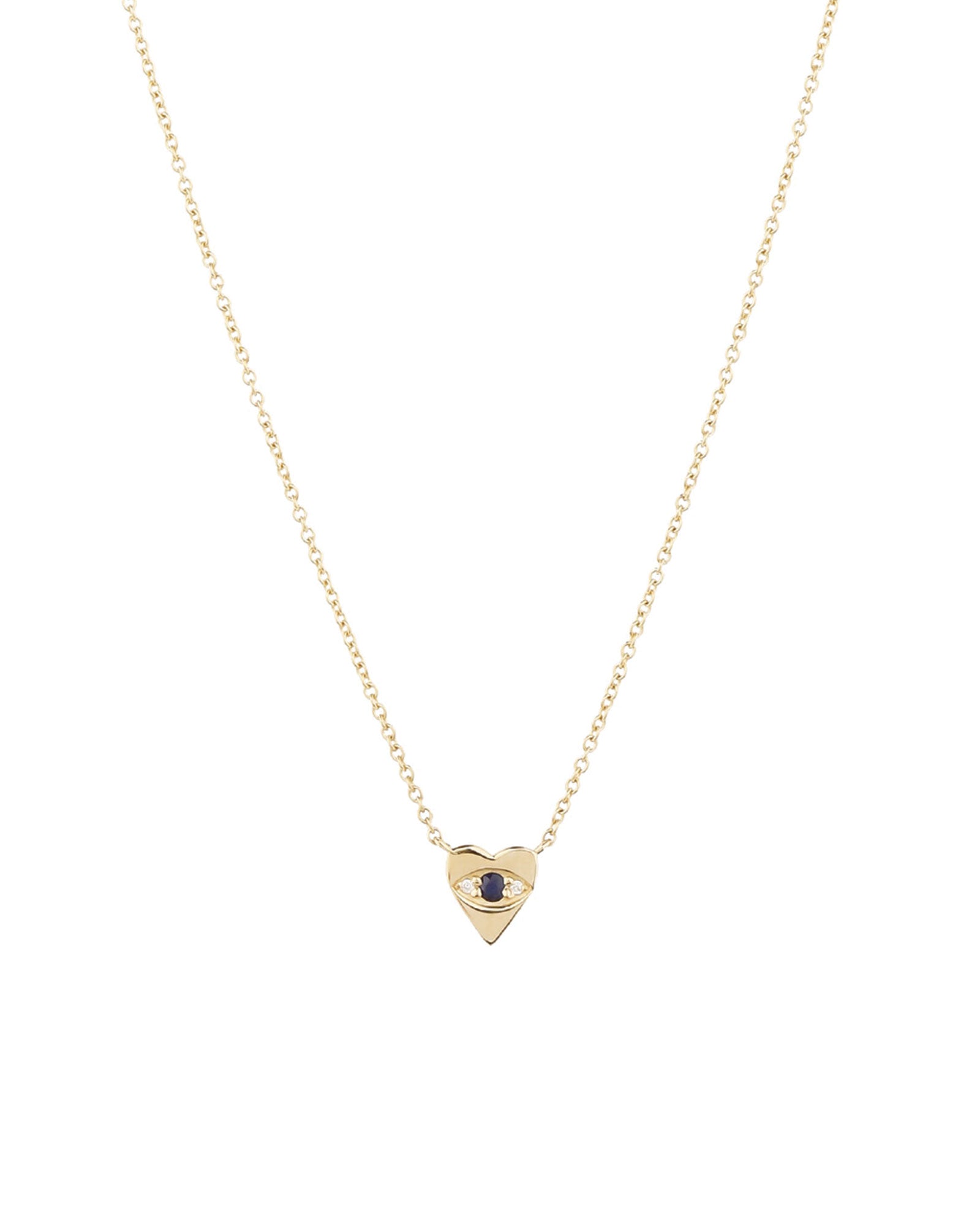 Goldhive-Heart Evil Eye Necklace-Necklaces-14k Yellow Gold, Diamond-Blue Ruby Jewellery-Vancouver Canada