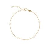 Station Pearl Bracelet 10k Yellow Gold, White Pearl