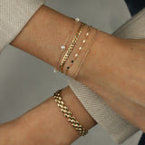 Satellite Chain Bracelet 10k Yellow Gold, White Pearl