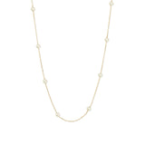 Station Pearl Necklace 10k Yellow Gold, White Pearl