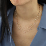 Dap Chain Necklace 10k Yellow Gold, White Pearl