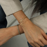 Dap Chain Bracelet 10k Yellow Gold, White Pearl