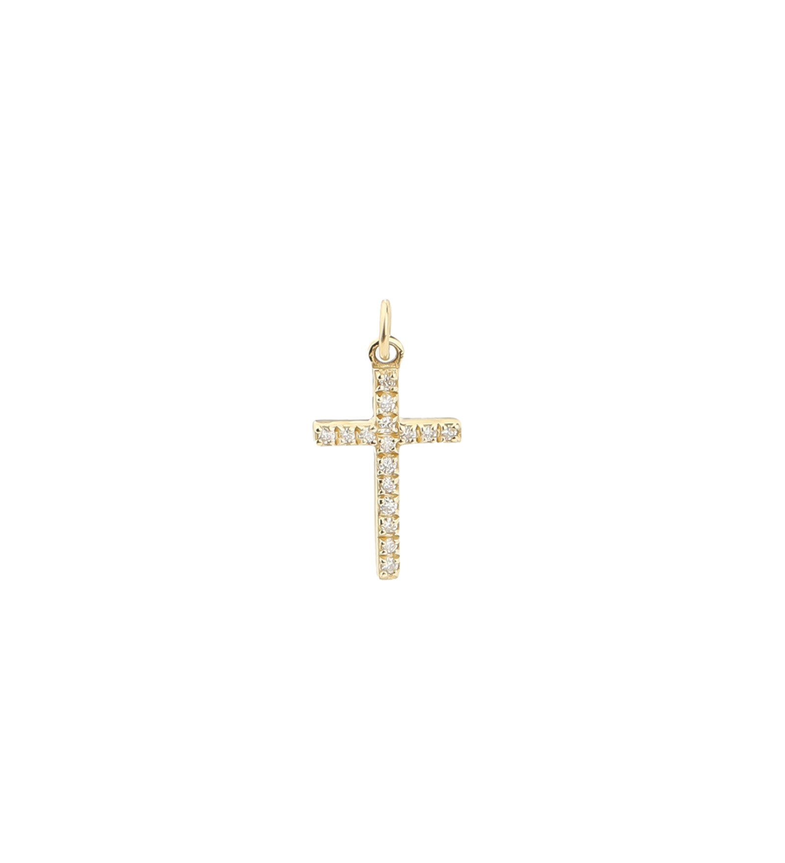 Goldhive-Pavé Thin Cross Charm-Necklaces-14k Yellow Gold, Diamond-Blue Ruby Jewellery-Vancouver Canada