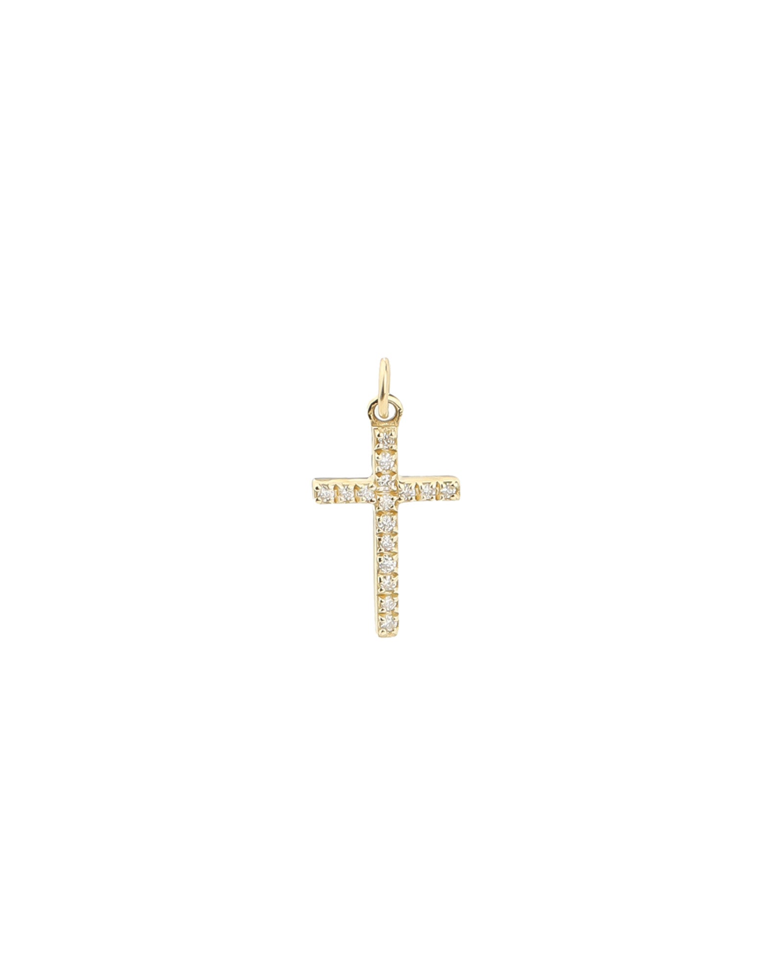 Goldhive-Pavé Thin Cross Charm-Necklaces-14k Yellow Gold, Diamond-Blue Ruby Jewellery-Vancouver Canada