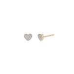 Pavé Heart Studs 14k Yellow Gold, Diamond