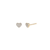 Pavé Heart Studs 14k Yellow Gold, Diamond