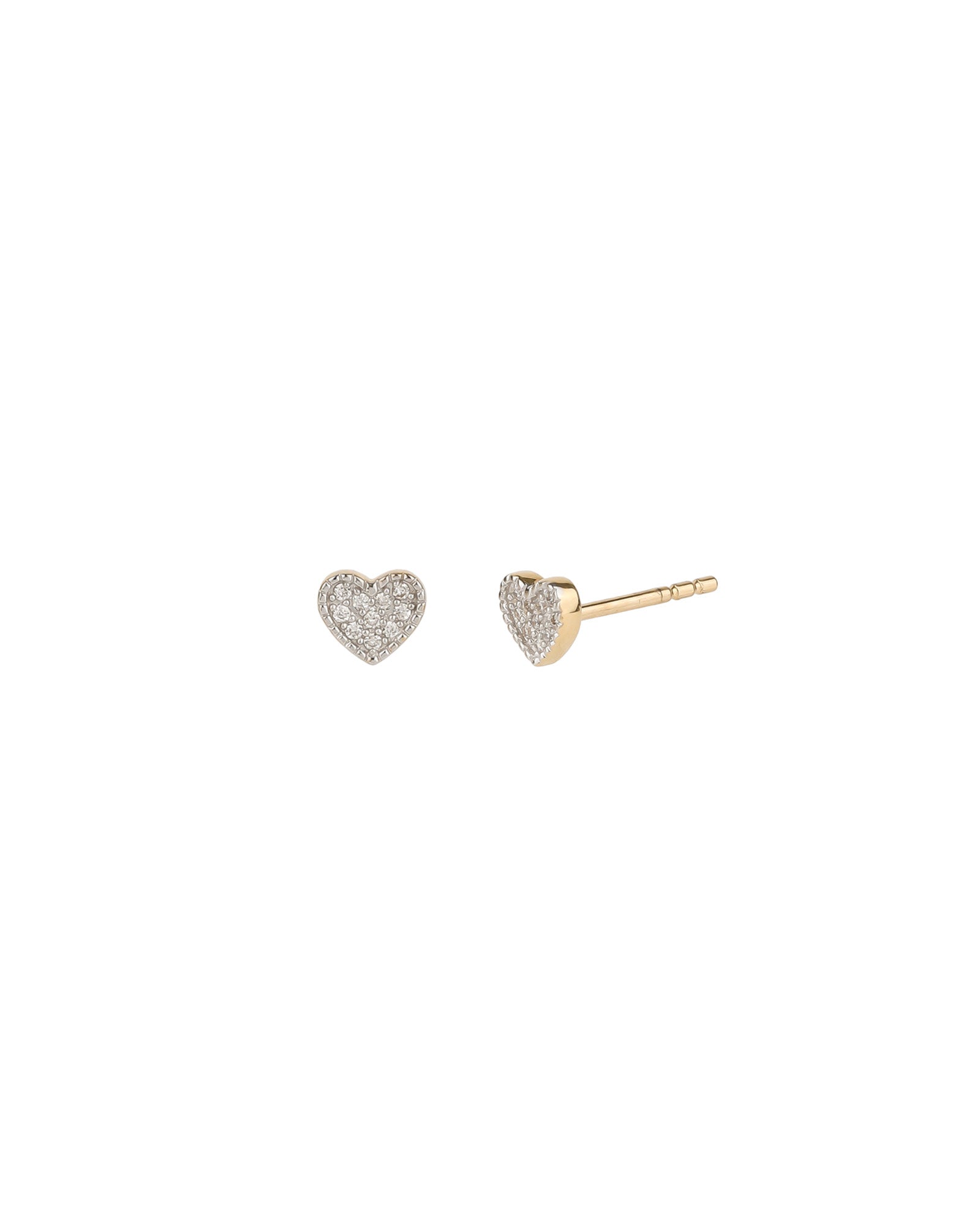 Pavé Heart Studs 14k Yellow Gold, Diamond