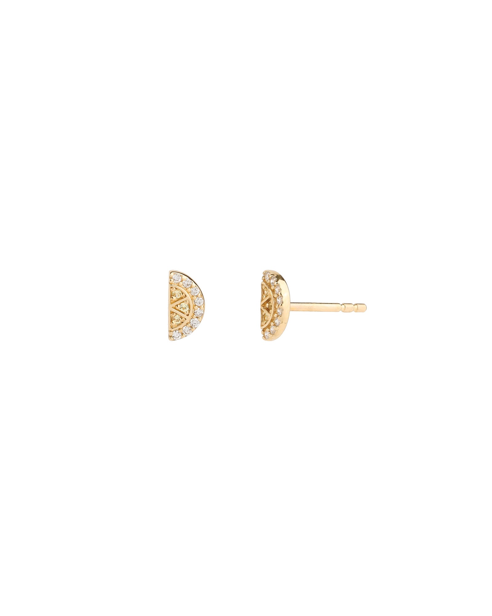 Lemon Pavé Studs 14k Yellow Gold, Diamond