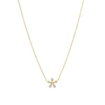 5 Petal Flower Necklace 14k Yellow Gold, Diamond