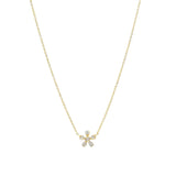 5 Petal Flower Necklace 14k Yellow Gold, Diamond