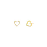 Cut Out Heart Pavé Diamond Studs 14k Yellow Gold, Diamond