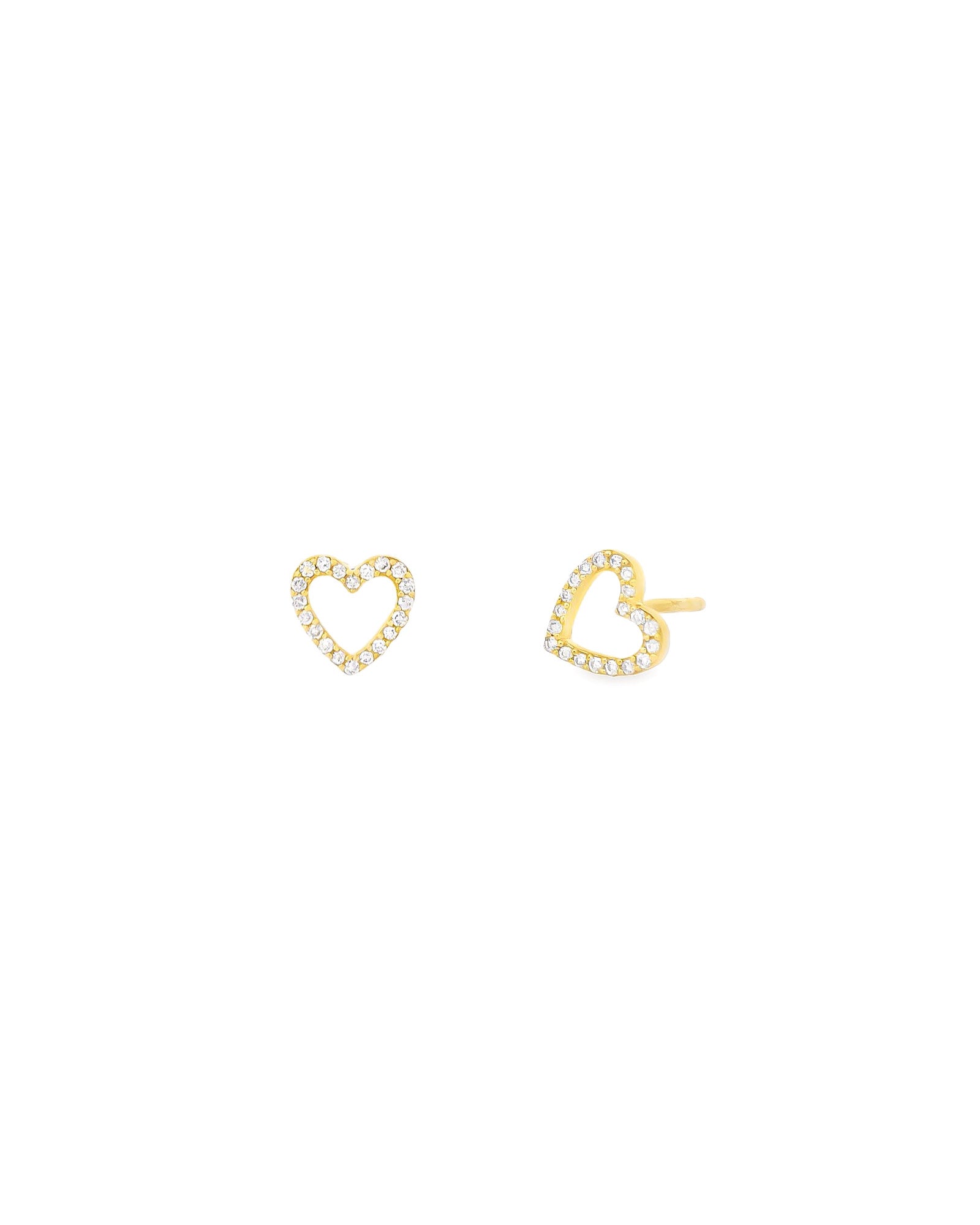 Cut Out Heart Pavé Diamond Studs 14k Yellow Gold, Diamond