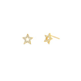 Pavé Open Star Studs 14k Yellow Gold, Diamond