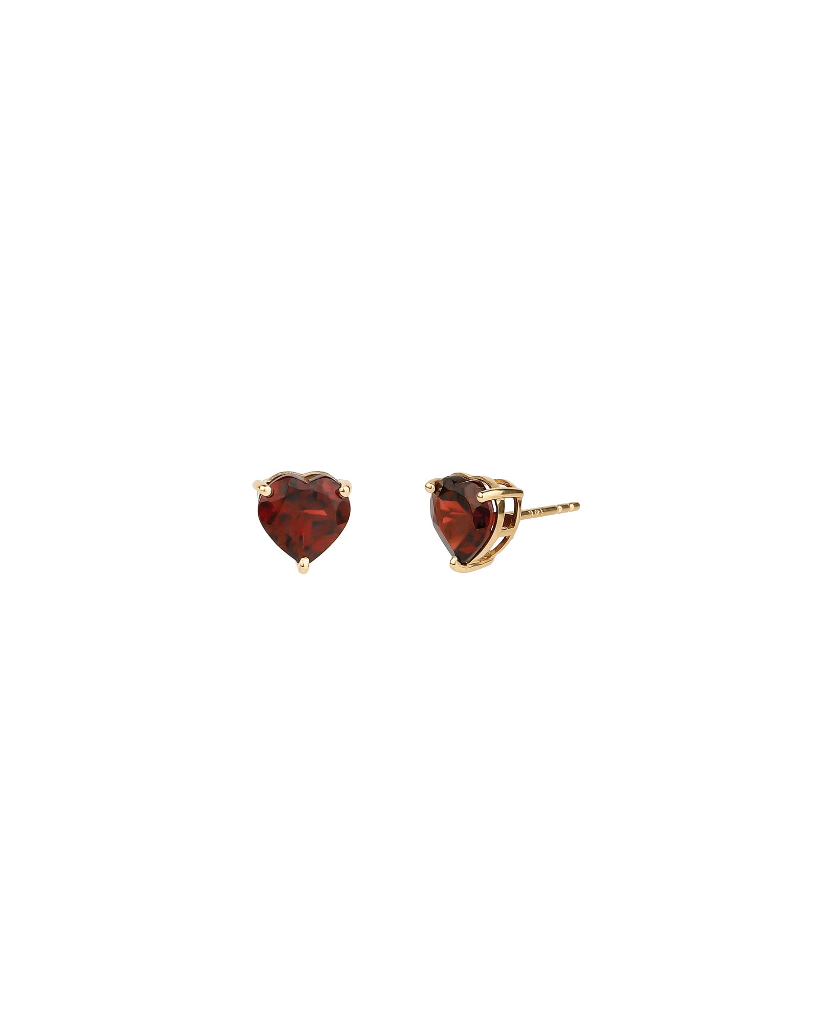 Goldhive-Garnet Heart Studs-Earrings-14k Yellow Gold, Garnet-Blue Ruby Jewellery-Vancouver Canada