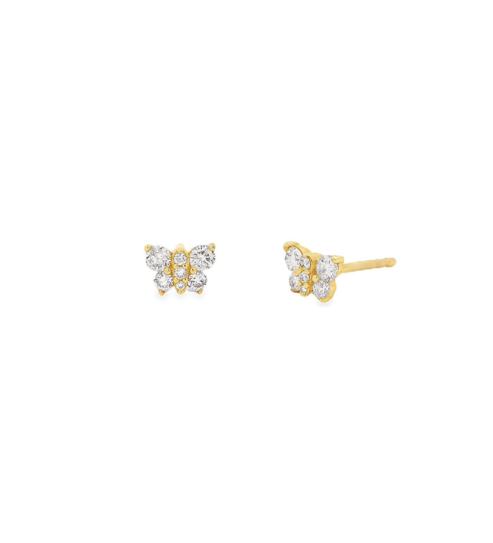 Pavé Butterfly Studs 14k Yellow Gold, Diamond