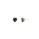 Blue Topaz Heart Studs 14k Yellow Gold, Blue Topaz