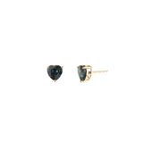 Blue Topaz Heart Studs 14k Yellow Gold, Blue Topaz