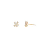 Goldhive-Clover Pavé Studs-Earrings-14k Yellow Gold, Diamond-Blue Ruby Jewellery-Vancouver Canada