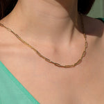 Large Paperclip Chain Necklace 14k Yellow Gold