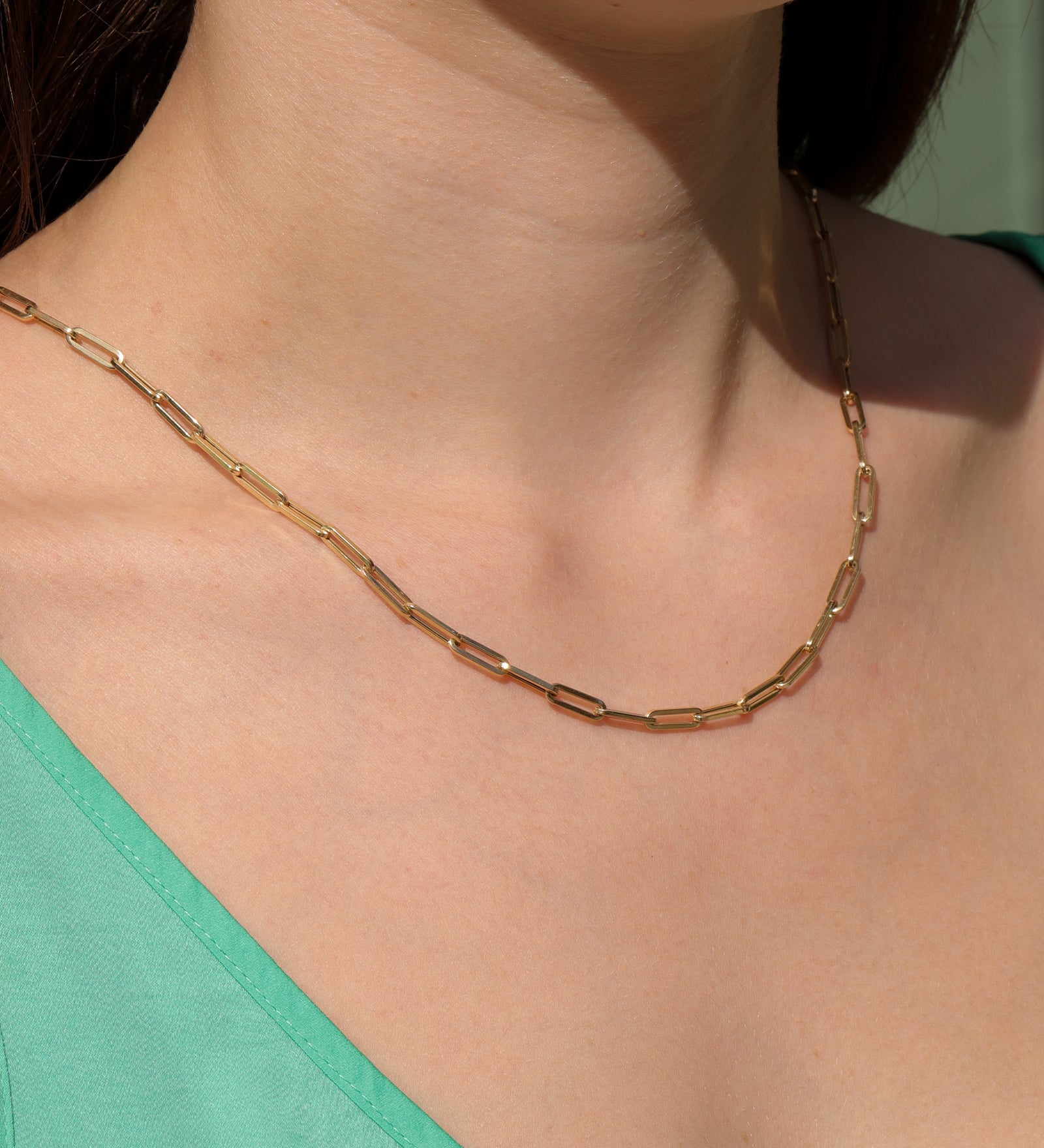 Large Paperclip Chain Necklace 14k Yellow Gold