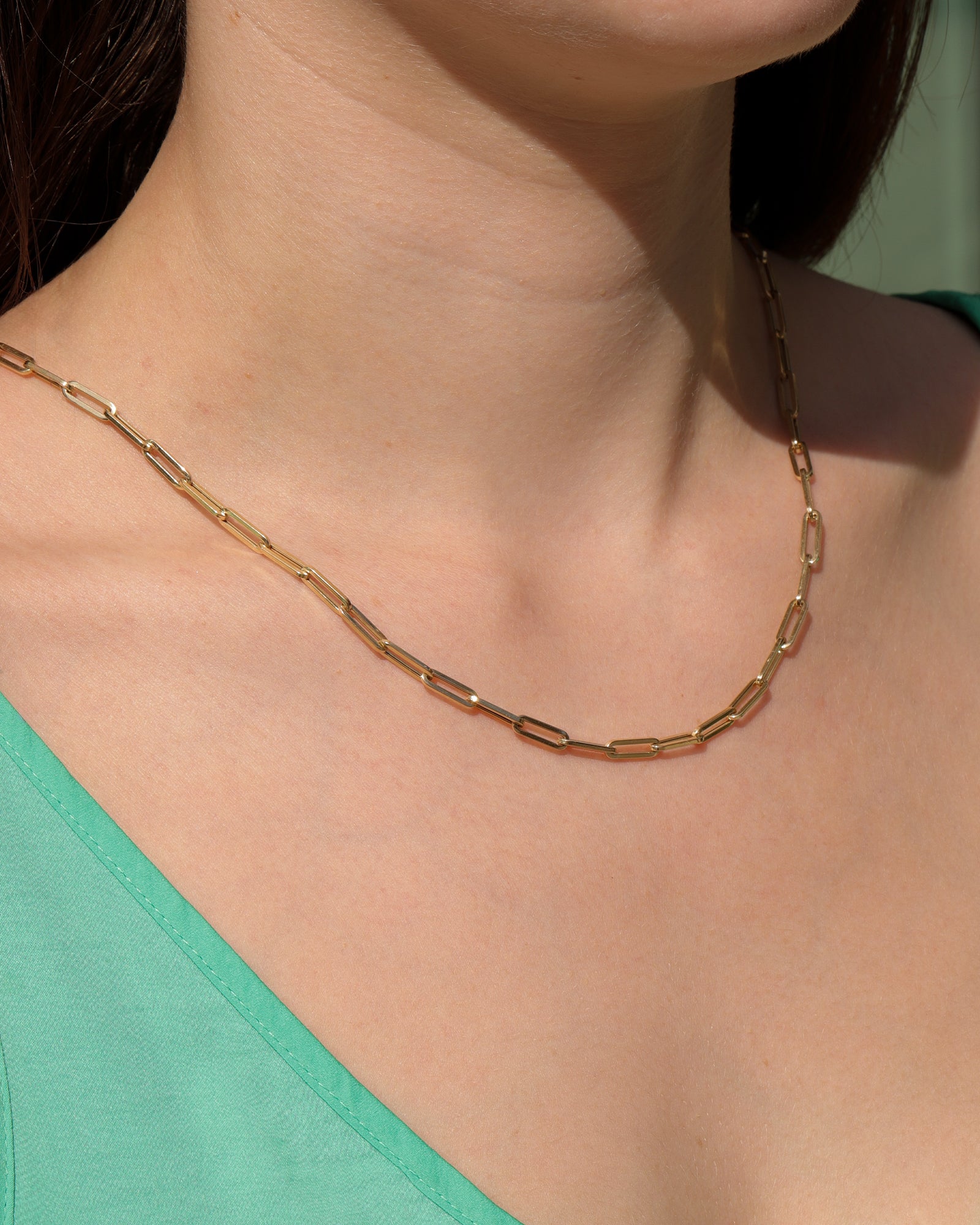 Large Paperclip Chain Necklace 14k Yellow Gold