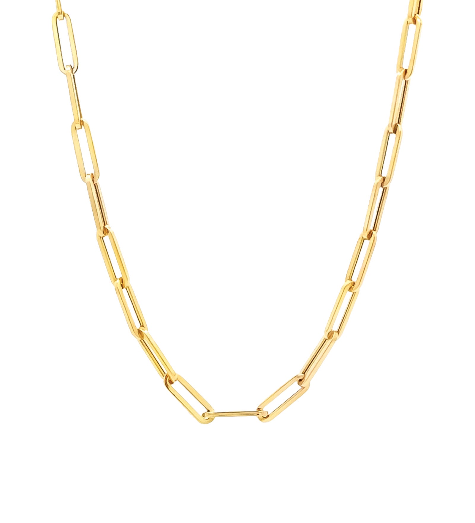 Large Paperclip Chain Necklace 14k Yellow Gold