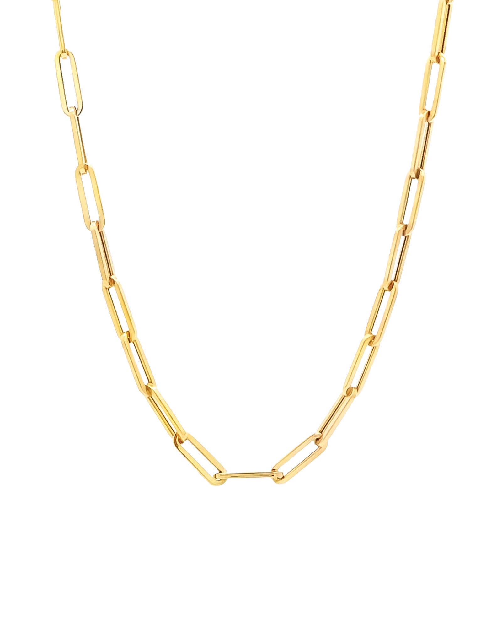 Large Paperclip Chain Necklace 14k Yellow Gold