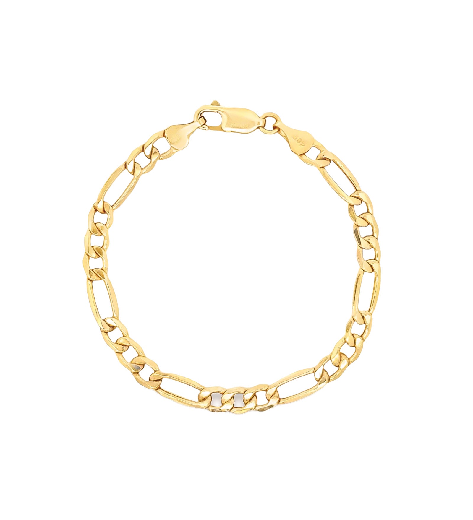 XL Figaro Chain Bracelet 14k Yellow Gold