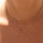 2 Row Satellite Necklace 14k Yellow Gold