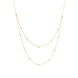 2 Row Satellite Necklace 14k Yellow Gold