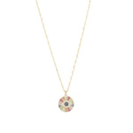 Large Evil Eye Ray Rolo Necklace 14k Yellow Gold, Diamond