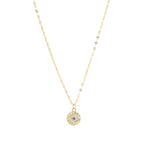 Goldhive-Tiny Evil Eye Stardust Chain Necklace-Necklaces-14k Yellow Gold, Diamond-Blue Ruby Jewellery-Vancouver Canada