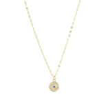 Goldhive-Tiny Evil Eye Stardust Chain Necklace-Necklaces-14k Yellow Gold, Diamond-Blue Ruby Jewellery-Vancouver Canada