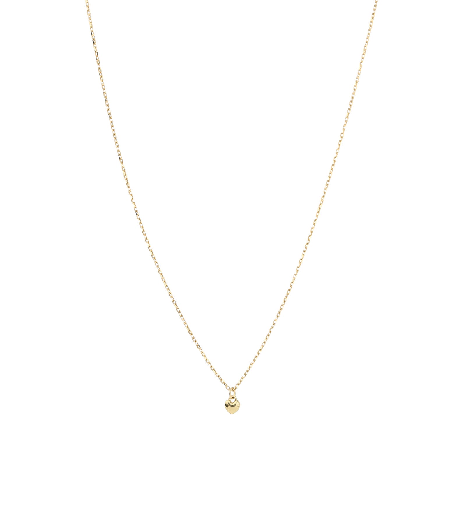 Tiny Heart Diamond Cut Cable Necklace 14k Yellow Gold, 10k Yellow Gold