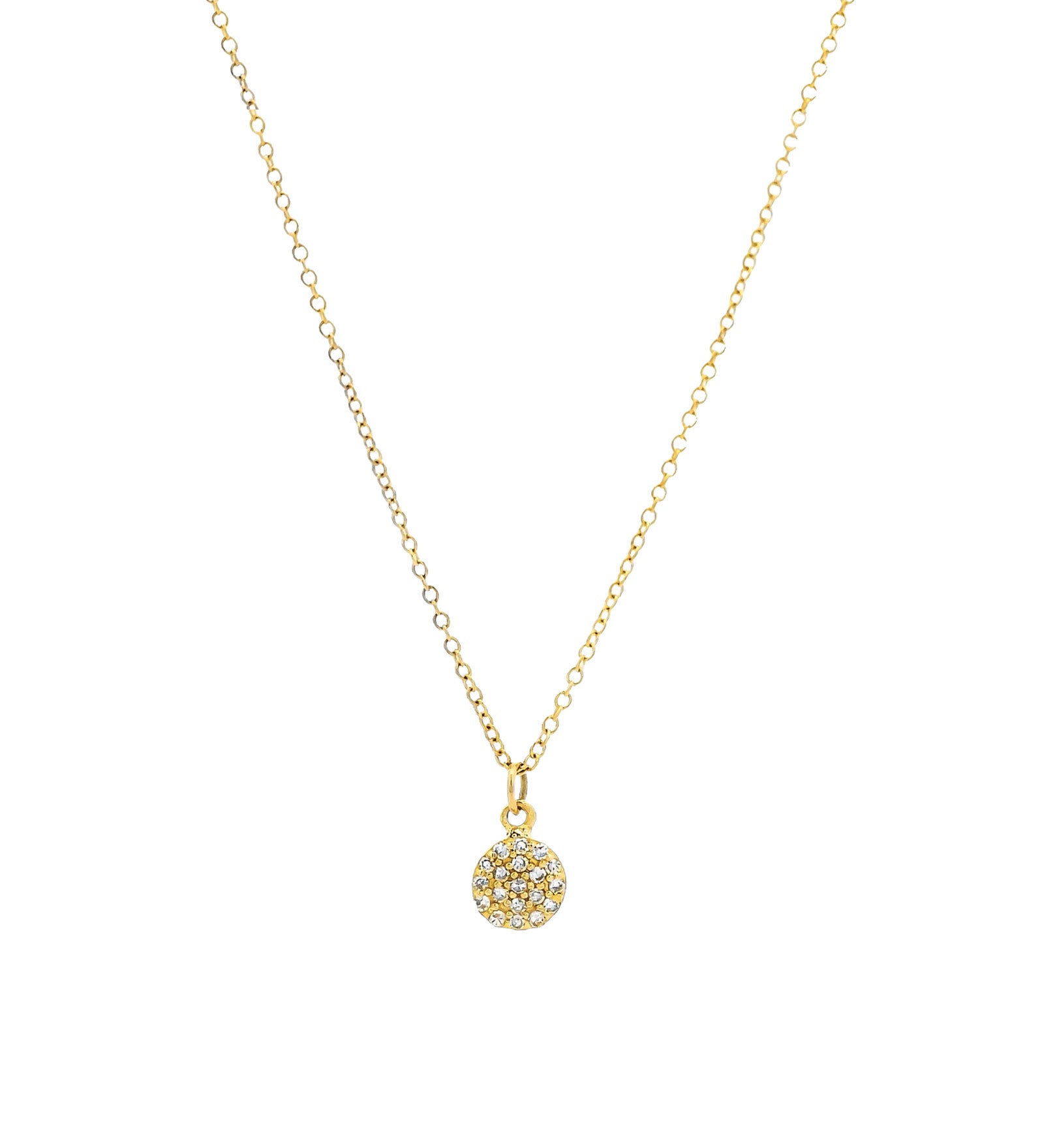 Pavé Disc Cable Necklace 14k Yellow Gold, Diamond