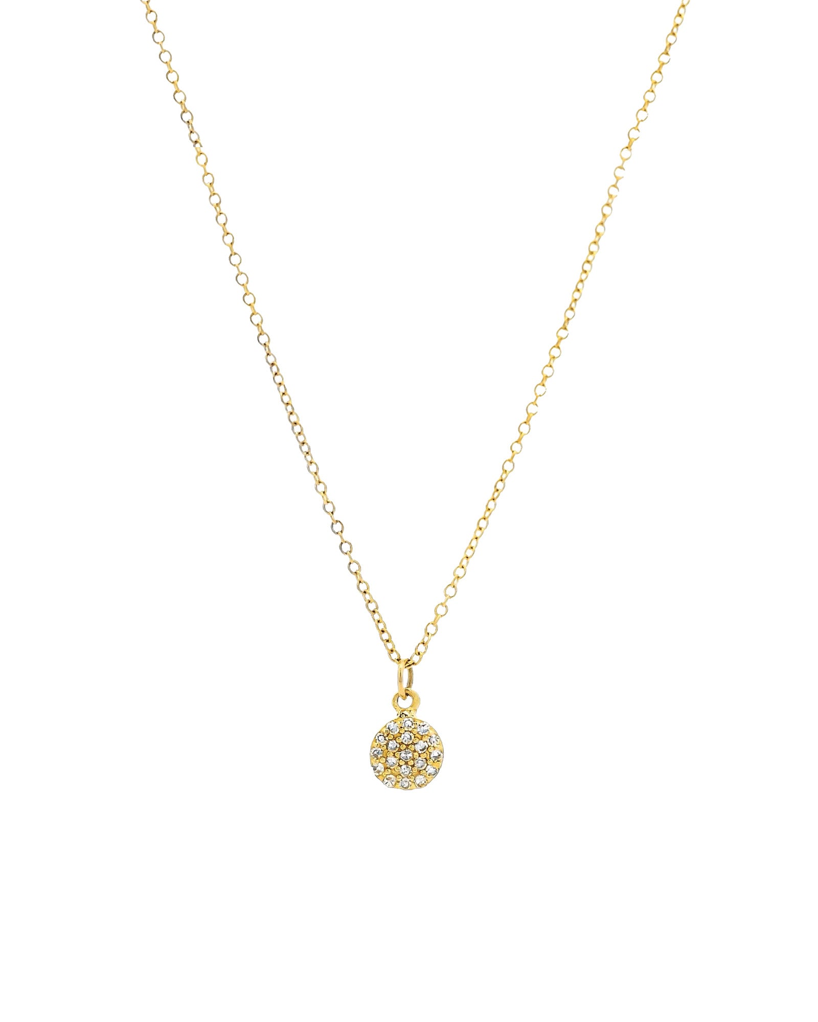 Pavé Disc Cable Necklace 14k Yellow Gold, Diamond